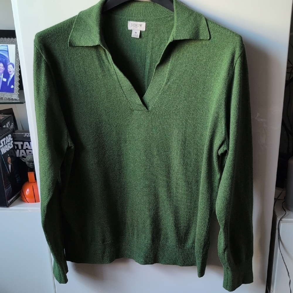 J. Crew Women's Forest Green V-Neck Sweater